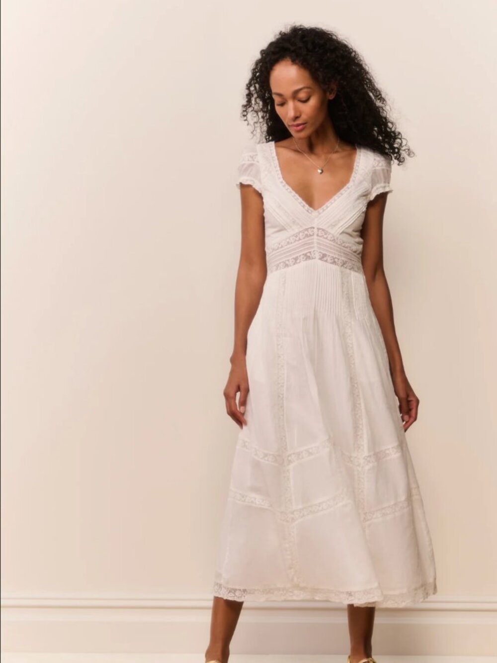 LoveShackFancy NWT Suvi Heritage Dress in White Size M - Picture 3 of 3